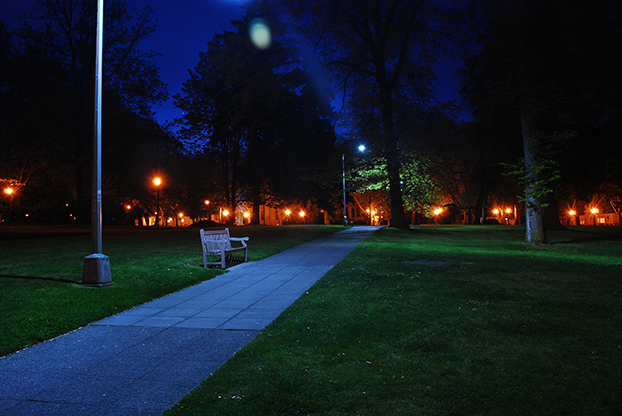 Parrington Lawn at night 